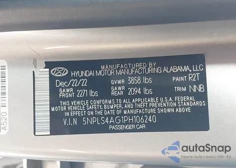 2023 Hyundai Elantra Sel из США, поврежденный, VIN 5NPLS4AG1PH106240